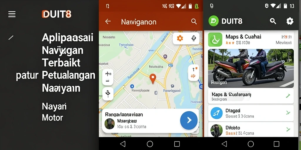 Tampilan antarmuka <strong>DUIT8</strong> yang intuitif untuk navigasi motor.