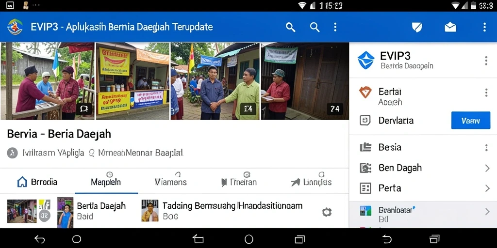 Antarmuka aplikasi EVIP3 menampilkan berita terkini dari berbagai daerah.