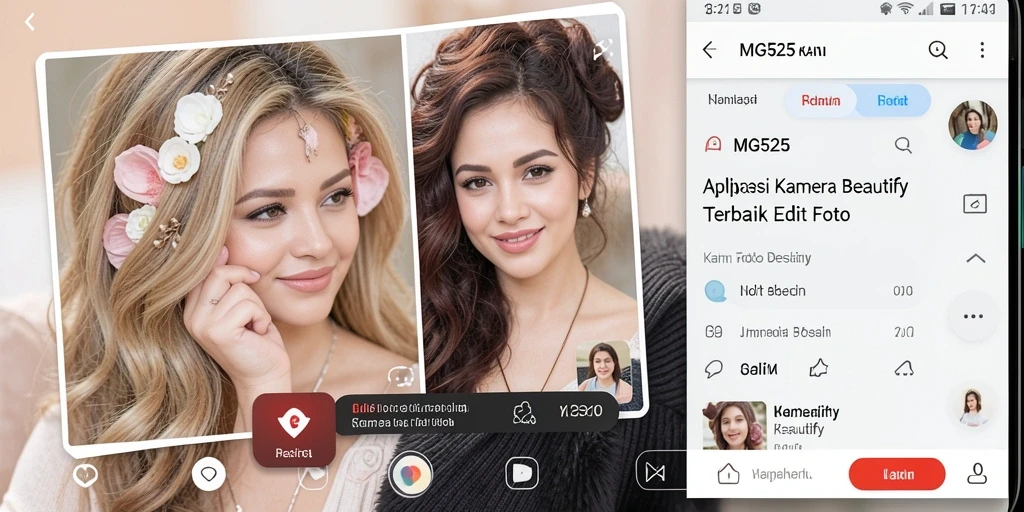 Tampilan antarmuka MG525 dengan fitur Kamera Beautify yang menarik.